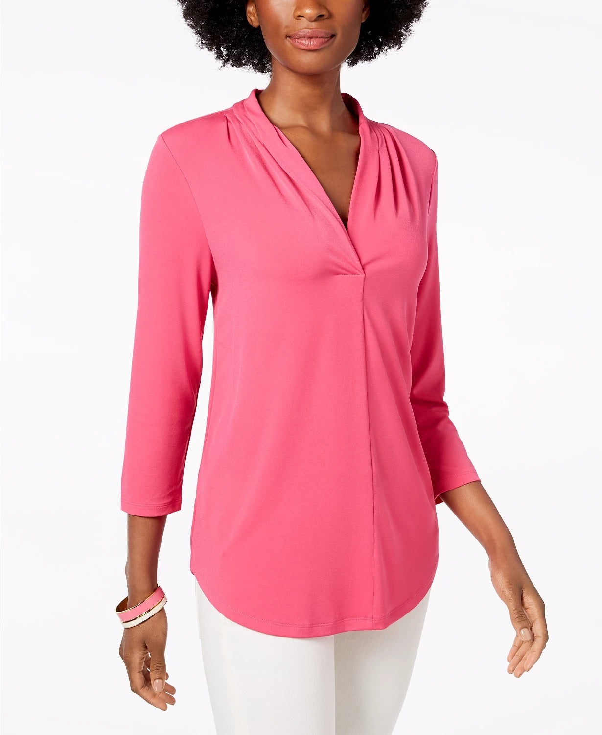 Charter Club Women's 3/4-Sleeve Top Dark Pink Size Medium