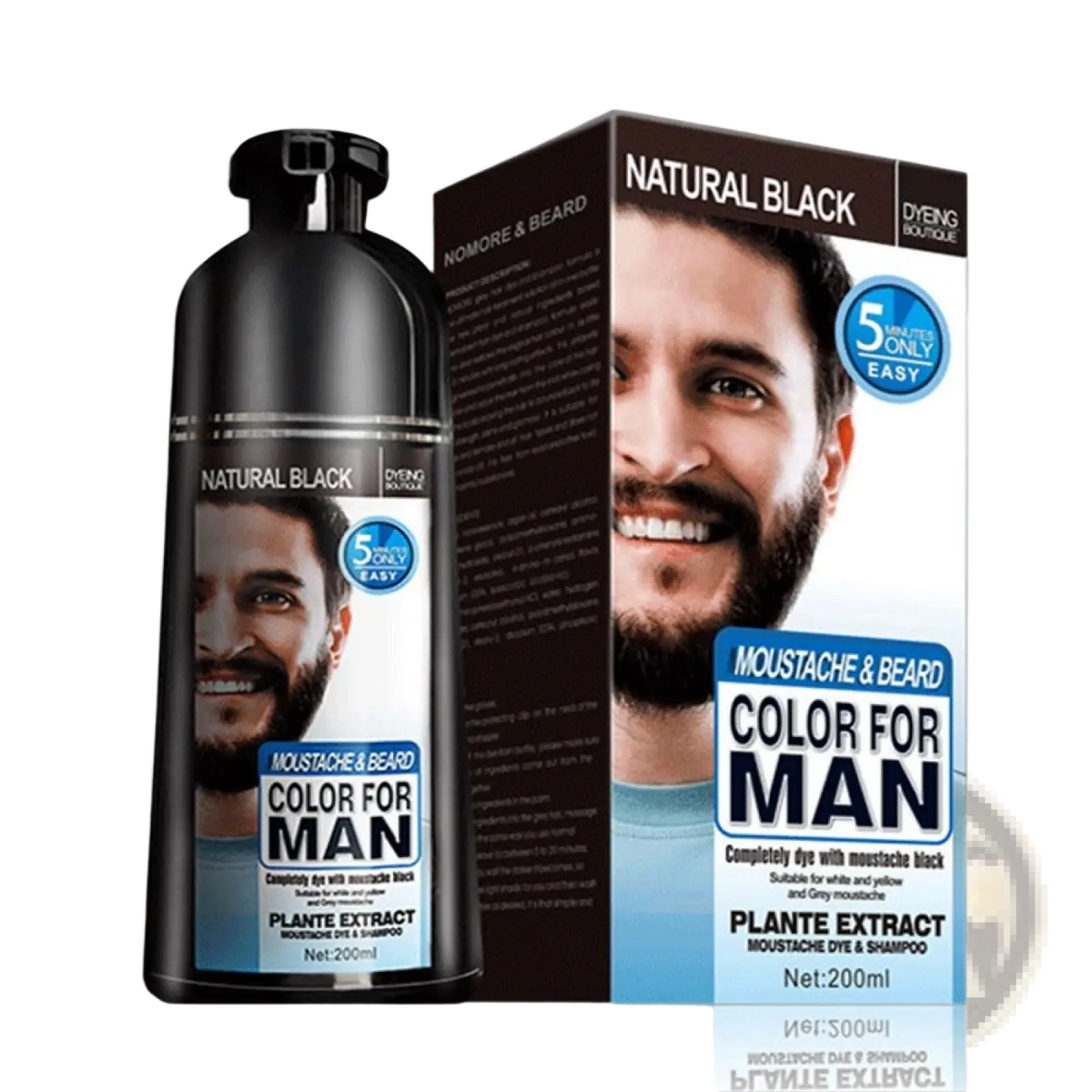 Black Beard Dye Shampoo Natural Permanent Hair Color 200ml