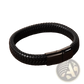 Black Braided Leather Bracelet with Magnetic Clasp