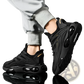 Black Breathable Mesh Sneakers with Gold Accents