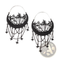 Black Crescent Moon Tassel Earrings with Star Chains
