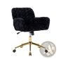 Black Faux Fur Office Chair with Gold Base