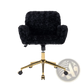 Black Faux Fur Office Chair with Gold Base