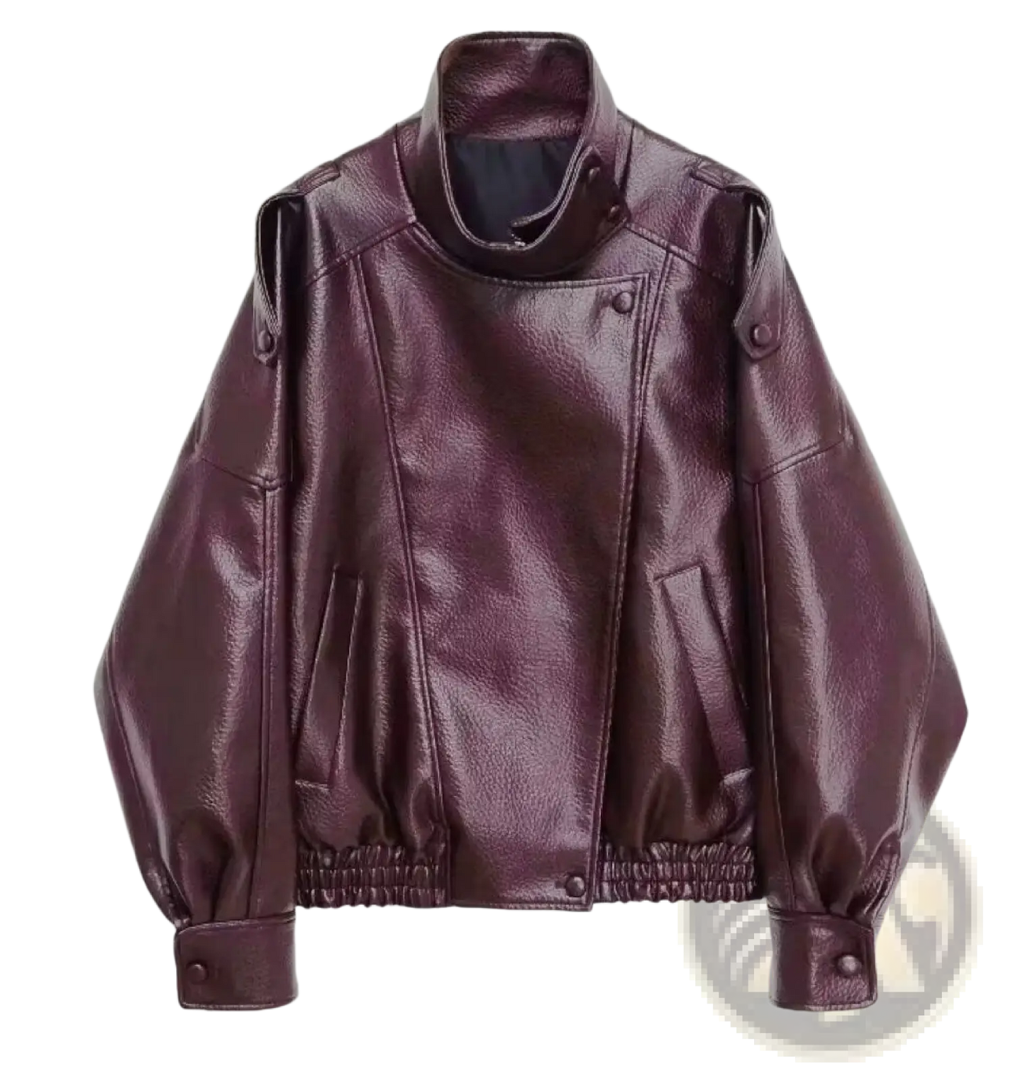 Black Faux Leather High Collar Women's Moto Jacket