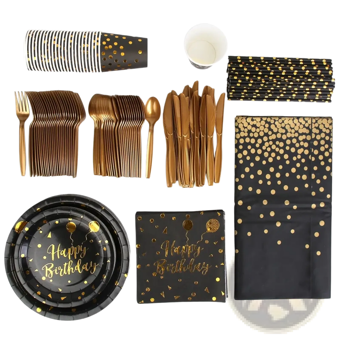 Black Gold Birthday Party Supplies Set 25 Guests