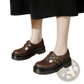 Black Leather Platform Brogue Mary Jane Shoes