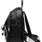 Black Leather School Backpack with Bear Charm