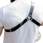 Black Leather Studded Dance Harness with Buckles