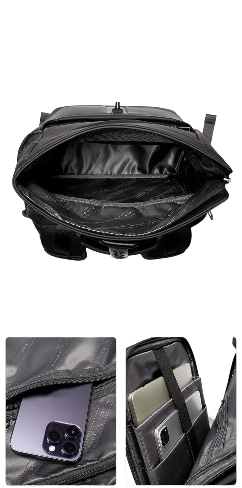 Black Nylon Business Backpack Large Capacity 30l