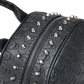 Black Studded Skull Leather Commute Backpack