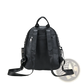 Black Studded Skull Leather Commute Backpack