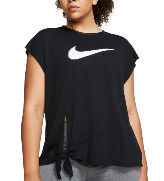 Nike Women's Plus Size Dry Side-Tie Training Top Black Size 1X