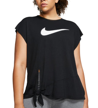 Nike Women's Plus Size Dry Side-Tie Training Top Black Size 1X