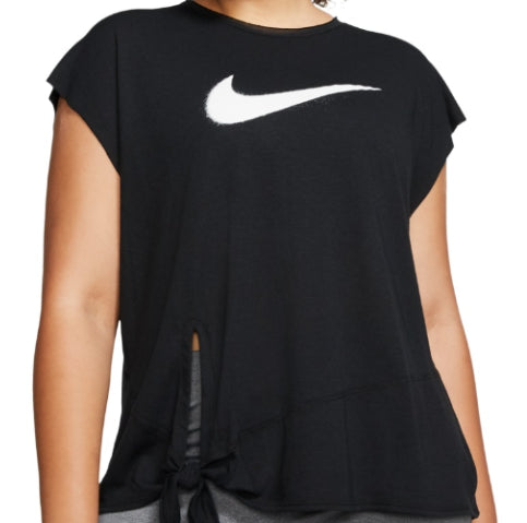 Nike Women's Plus Size Dry Side-Tie Training Top Black Size 1X