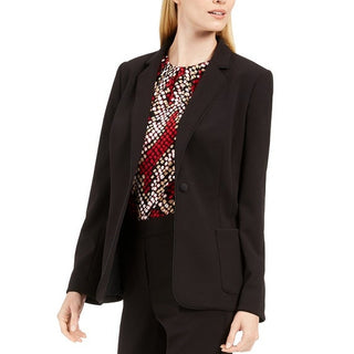 Calvin Klein Women's Piped-Trim Tuxedo Blazer Black Size 10