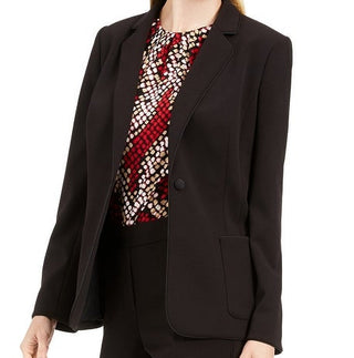 Calvin Klein Women's Piped-Trim Tuxedo Blazer Black Size 10