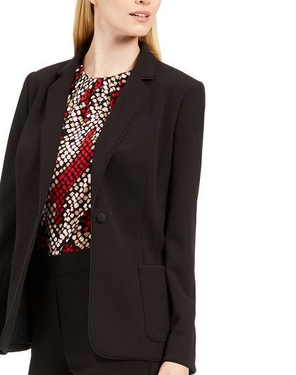 Calvin Klein Women's Piped-Trim Tuxedo Blazer Black Size 10