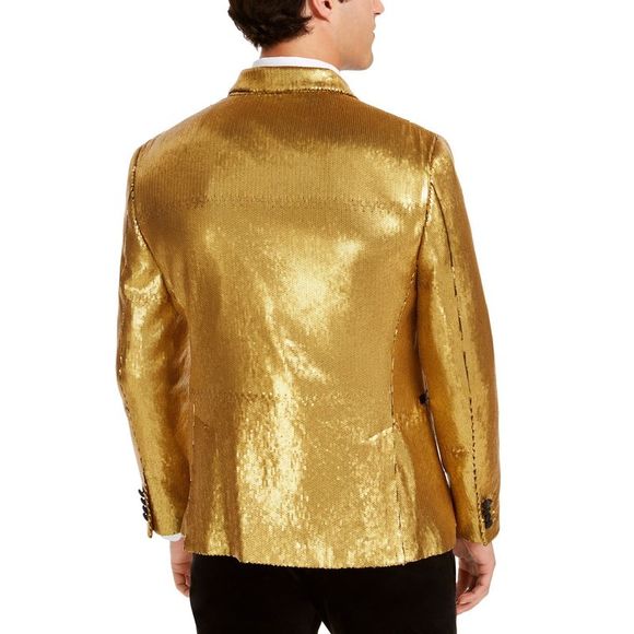 INC International Concepts Men's Slim-Fit Micro-Sequin Blazer Yellow  Size Large