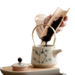 Blue Bamboo Ceramic Teapot Set with Two Cups