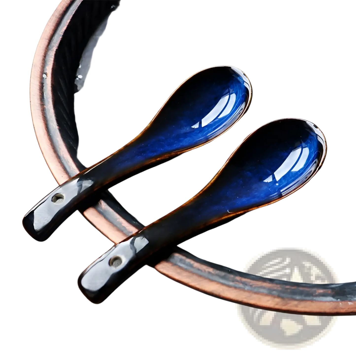 Blue Ceramic Spoon Kiln Glaze Porcelain Tableware