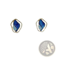 Blue Enamel Geometric Silver Stud Earrings with Gold Frames