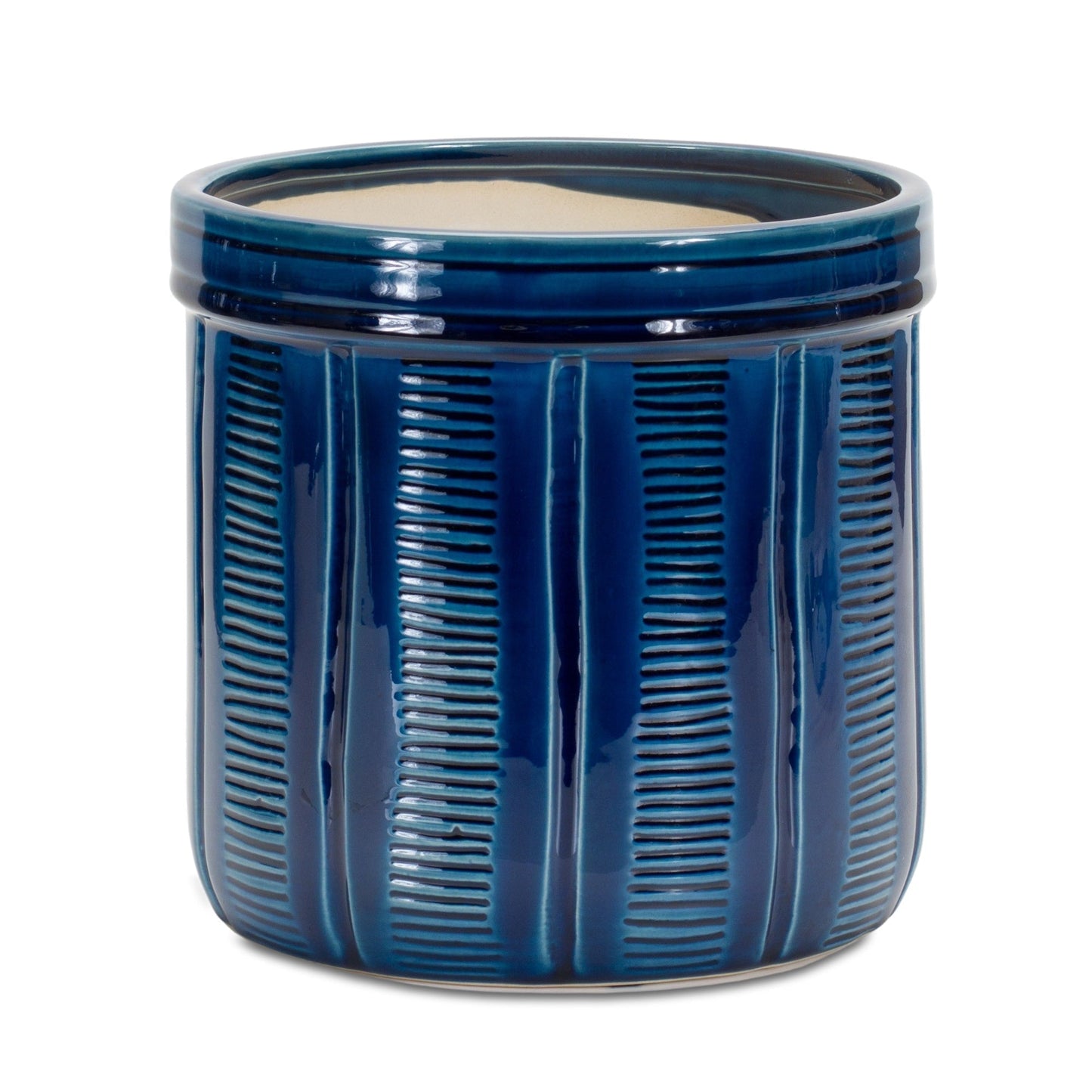 Blue Etched Terra Cotta Pot Planter (Set of 3)