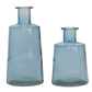 Blue glass tapered bottle vase (set of 2)