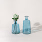 Blue glass tapered bottle vase (set of 2)