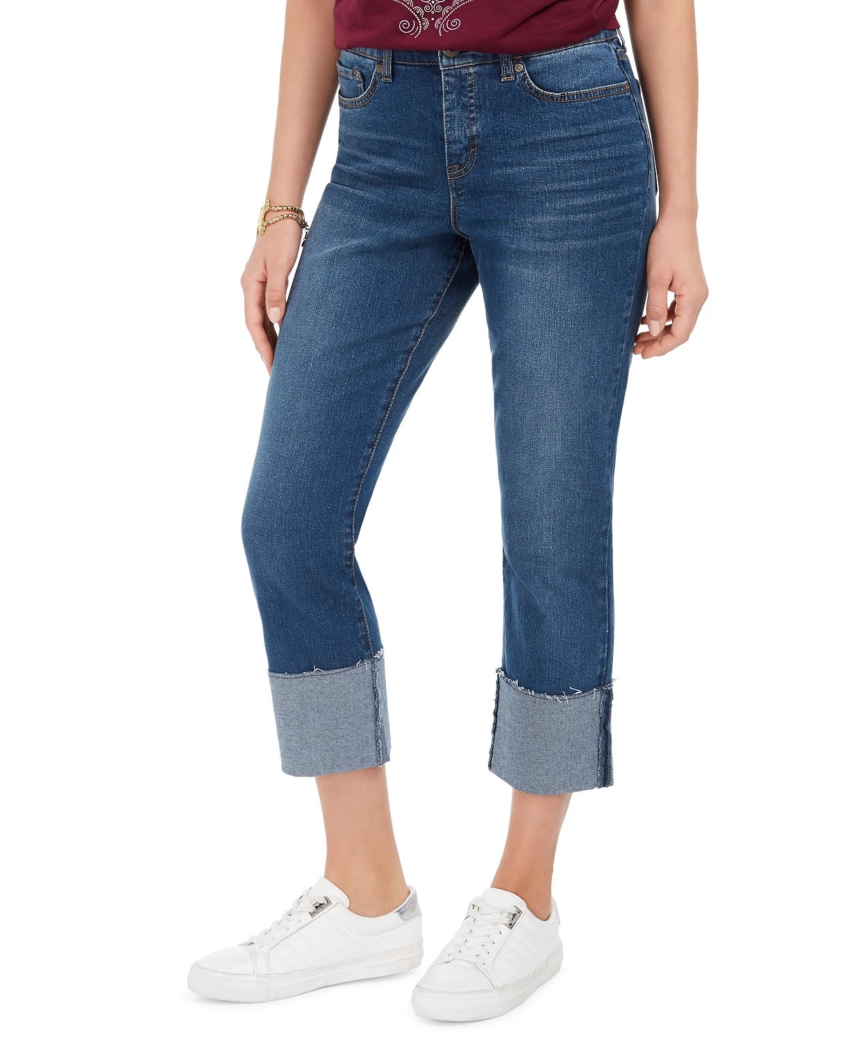 Style & Co Women's High Rise Crop Straight Leg Jeans Blue Size 8