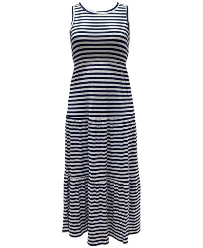 Style & Co Women's Striped Sleeveless Maxi Dress Navy Size Large