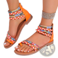 Bohemian Ethnic Braided Ankle Strap Flat Sandals