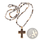 Bohemian Natural Stone and Glass Beaded Cross Necklace