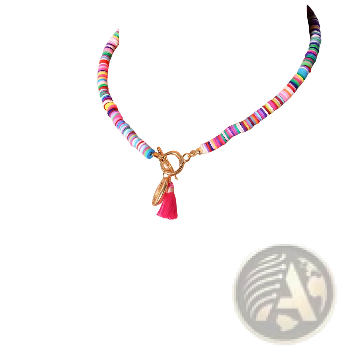 Bohemian Rainbow Beaded Choker with Shell and Tassel Charms
