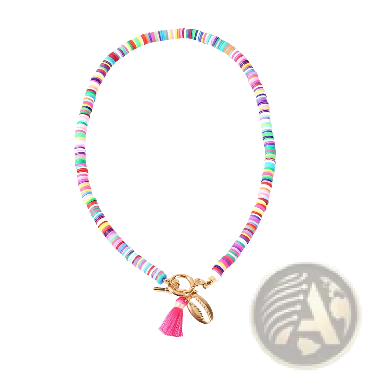 Bohemian Rainbow Beaded Choker with Shell and Tassel Charms