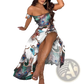 Bohemian Off-shoulder High Slit Two-piece Maxi Dress