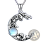 Bohemian Silver Mushroom and Moonstone Crescent Necklace