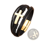 Braided Multi-strand Leather Cross Bracelet with Magnetic Clasp