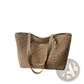 Brown Faux Fur Tote Bag with Leather Straps