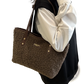 Brown Faux Fur Tote Bag with Leather Straps