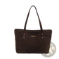 Brown Faux Fur Tote Bag with Leather Straps