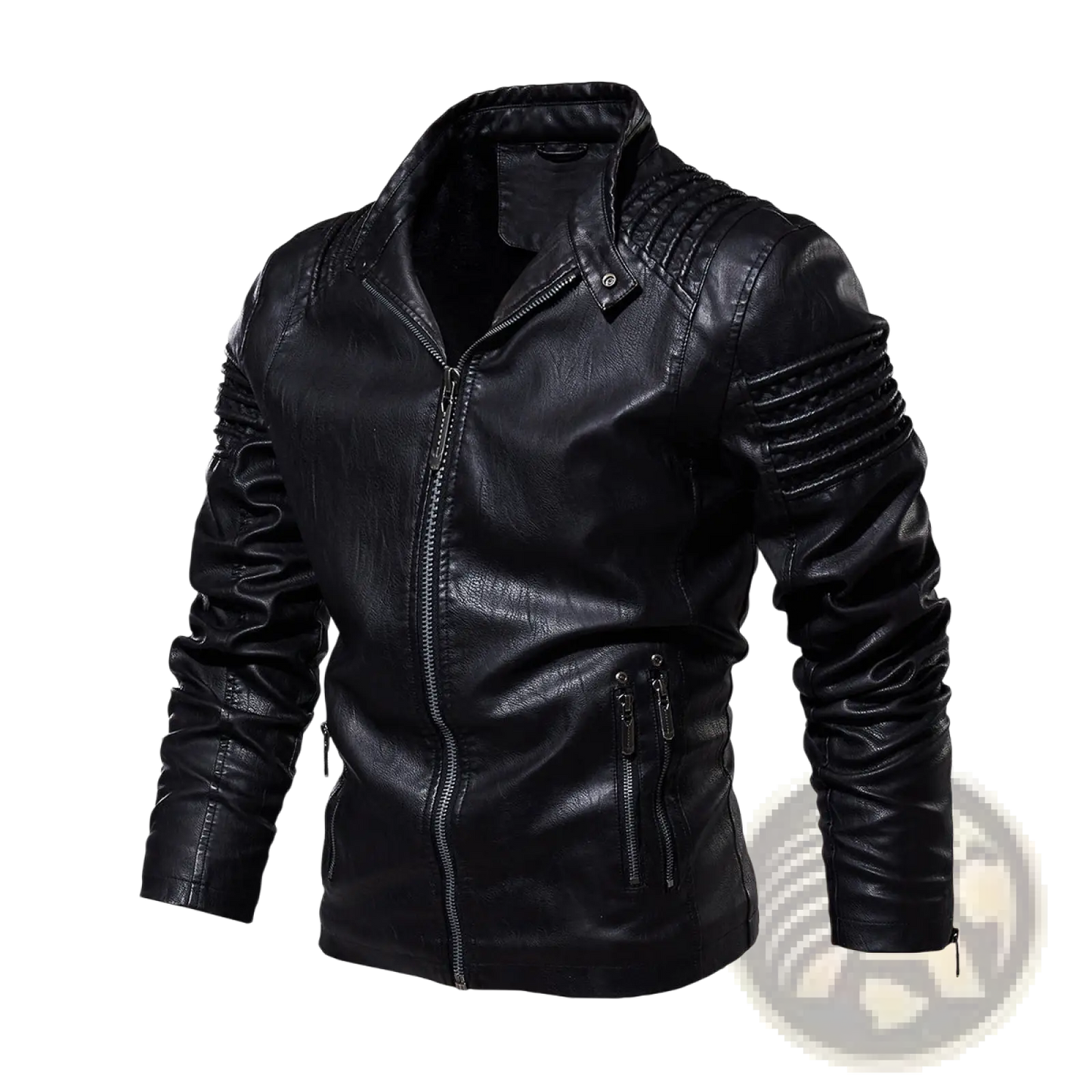 Brown Faux Leather Moto Jacket with Ribbed Detail