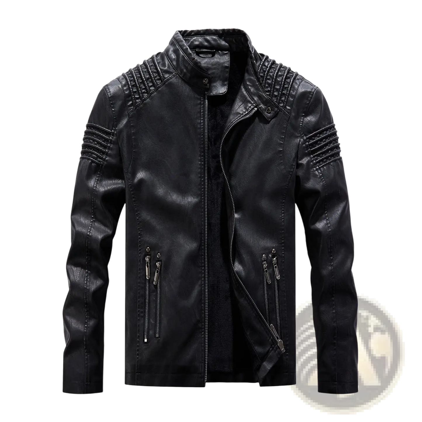 Brown Faux Leather Moto Jacket with Ribbed Detail