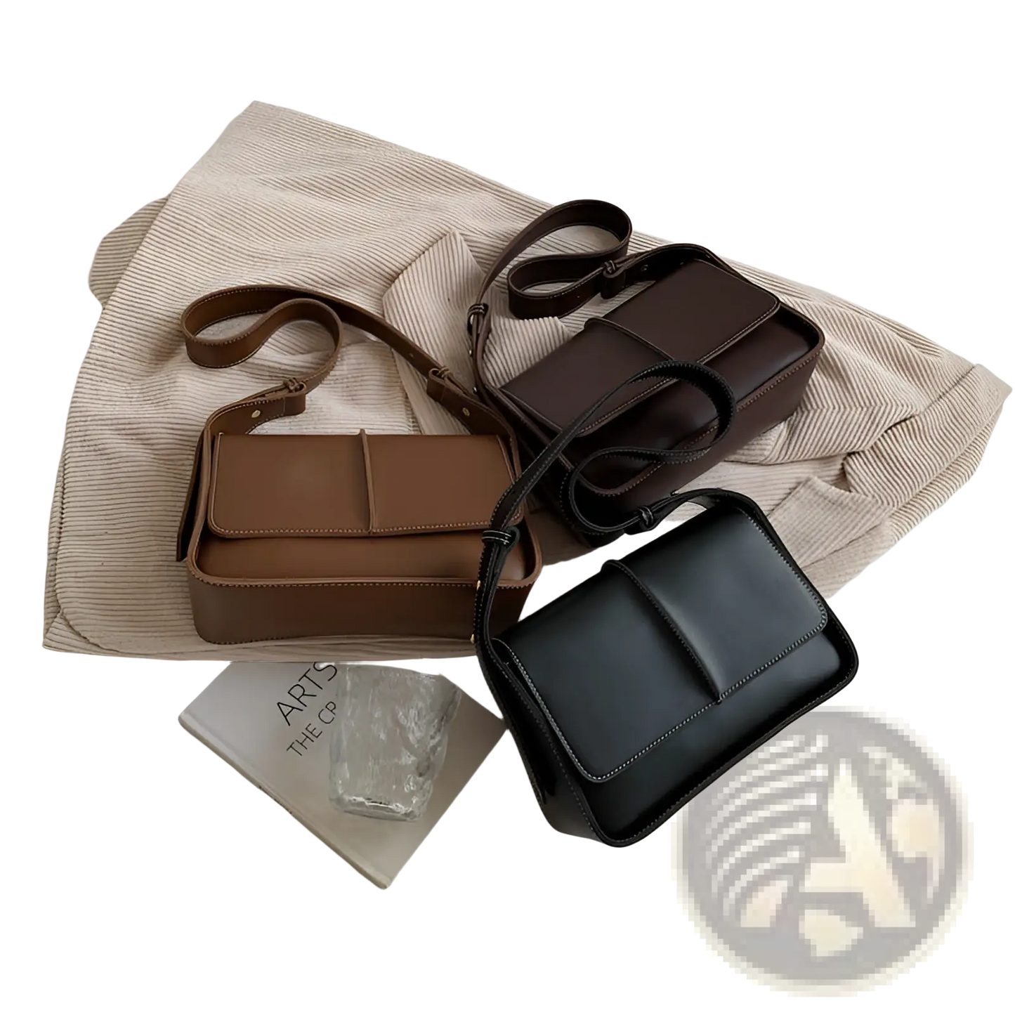 Brown Leather Crossbody Bag Minimalist Shoulder Purse