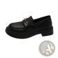 Brown Leather Loafers with Gold Buckle Detail