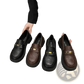 Brown Leather Loafers with Gold Buckle Detail