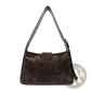 Brown Leather Punk Crossbody Bag with Rivets