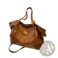 Brown Leather Star Studded Retro Messenger Bag