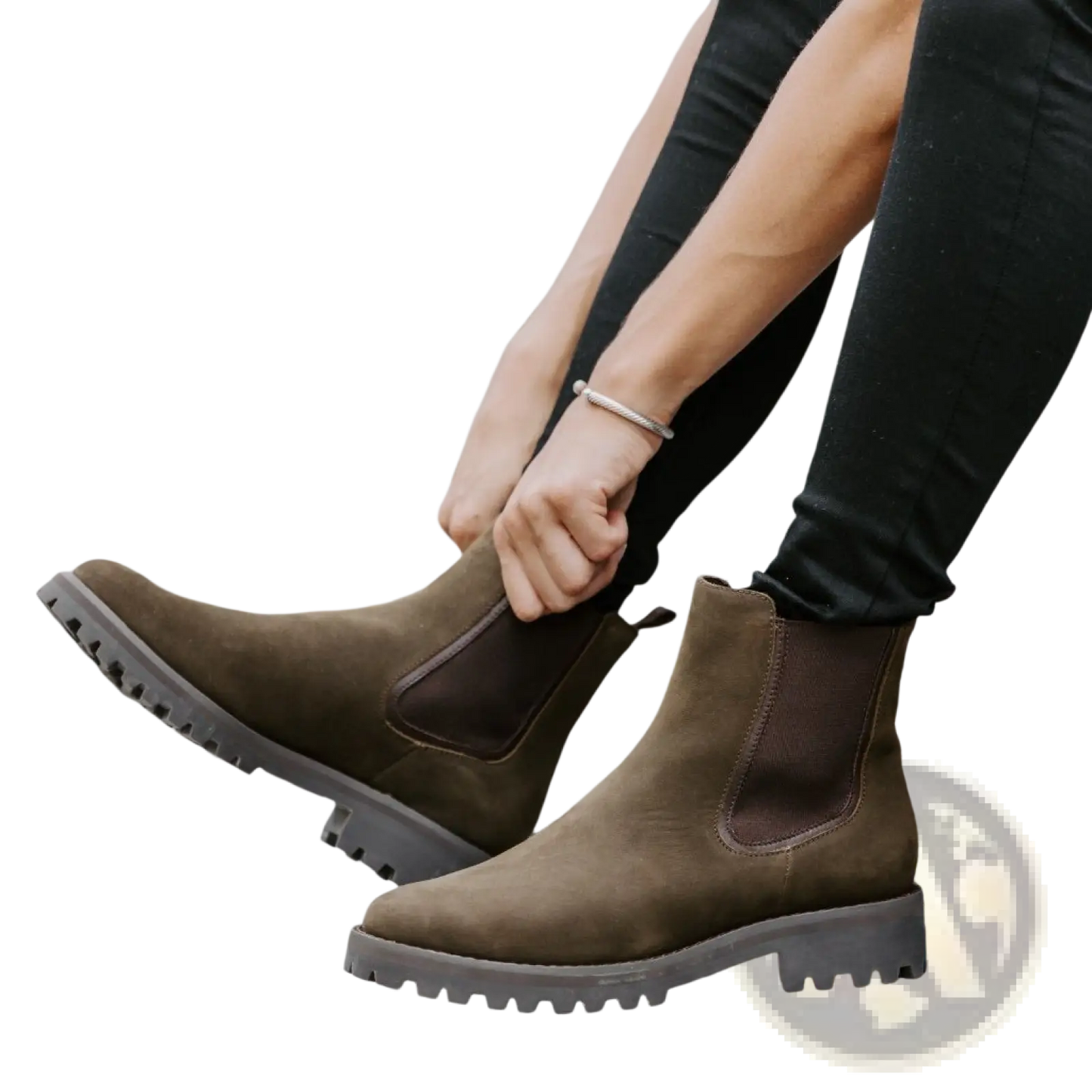 Brown Suede Chelsea Boots with Chunky Platform Sole
