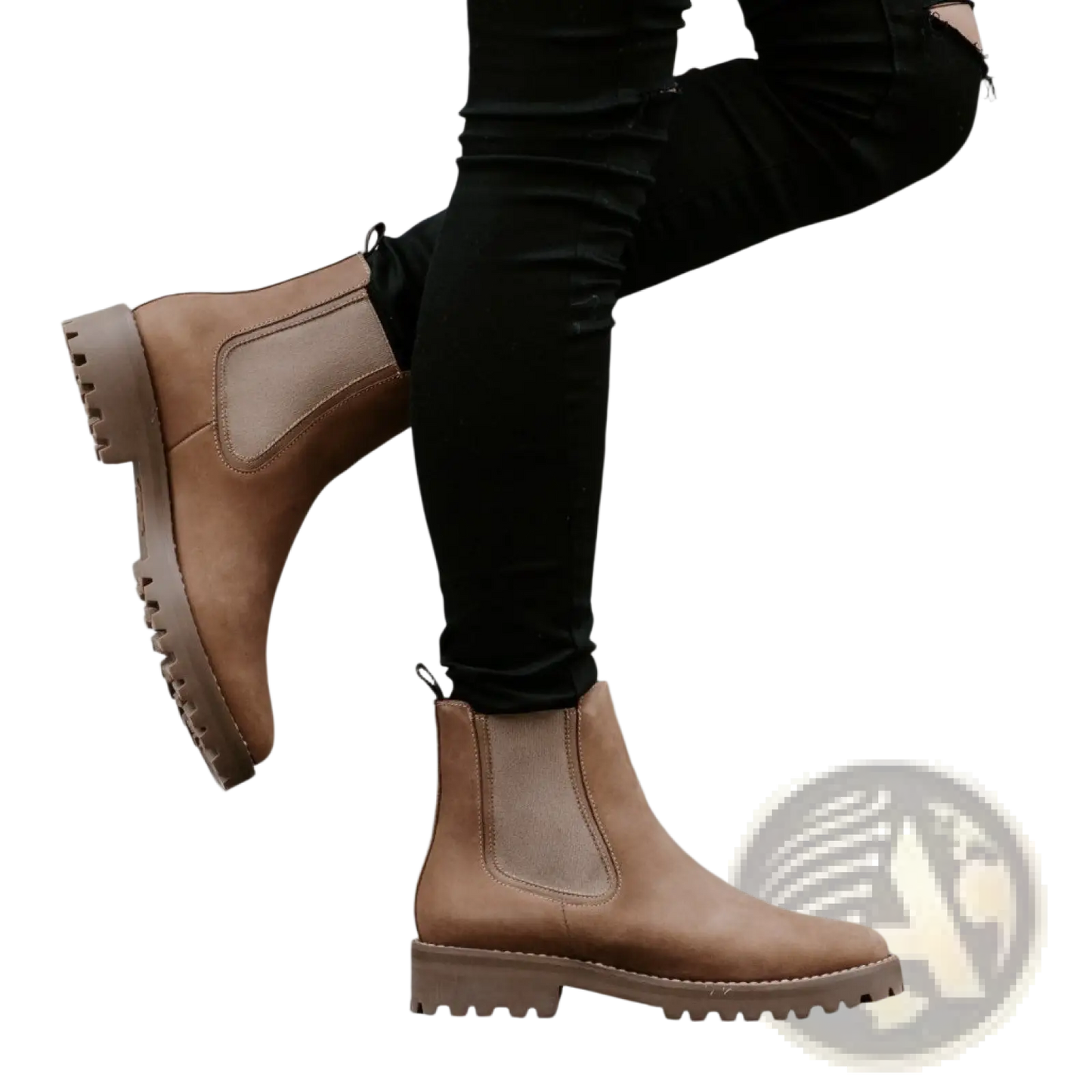 Brown Suede Chelsea Boots with Chunky Platform Sole