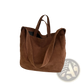 Brown Suede Tote Bag Large Corduroy Shoulder Bag
